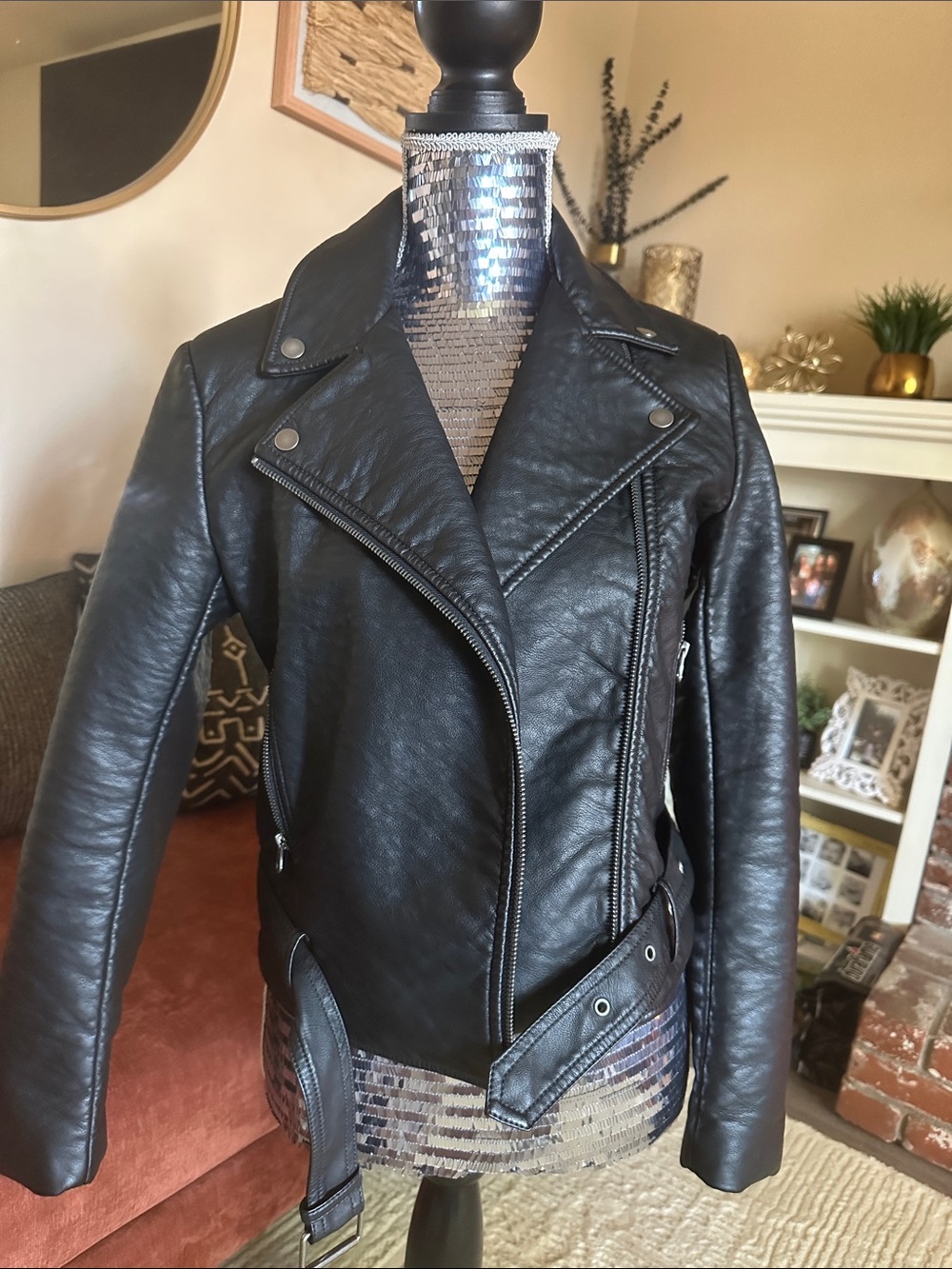 NWOT- Victoria's Secret Black Faux Leather Moto Jacket